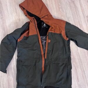 Ride Snowboard Two-Tone Hooded Shell Jacket - Olive & Rust